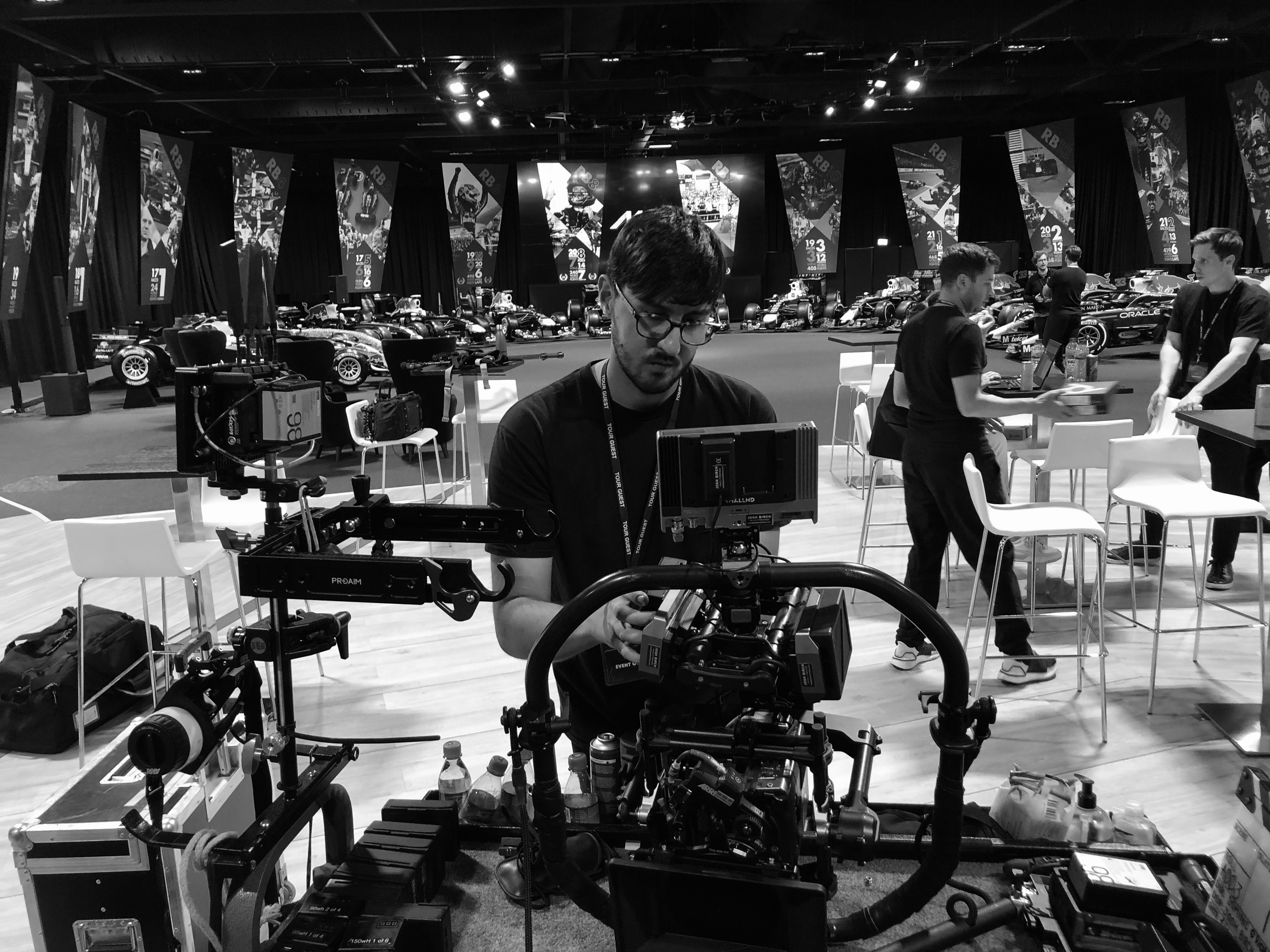 Tristan Kassam operating a rig at a Red Bull Racing event