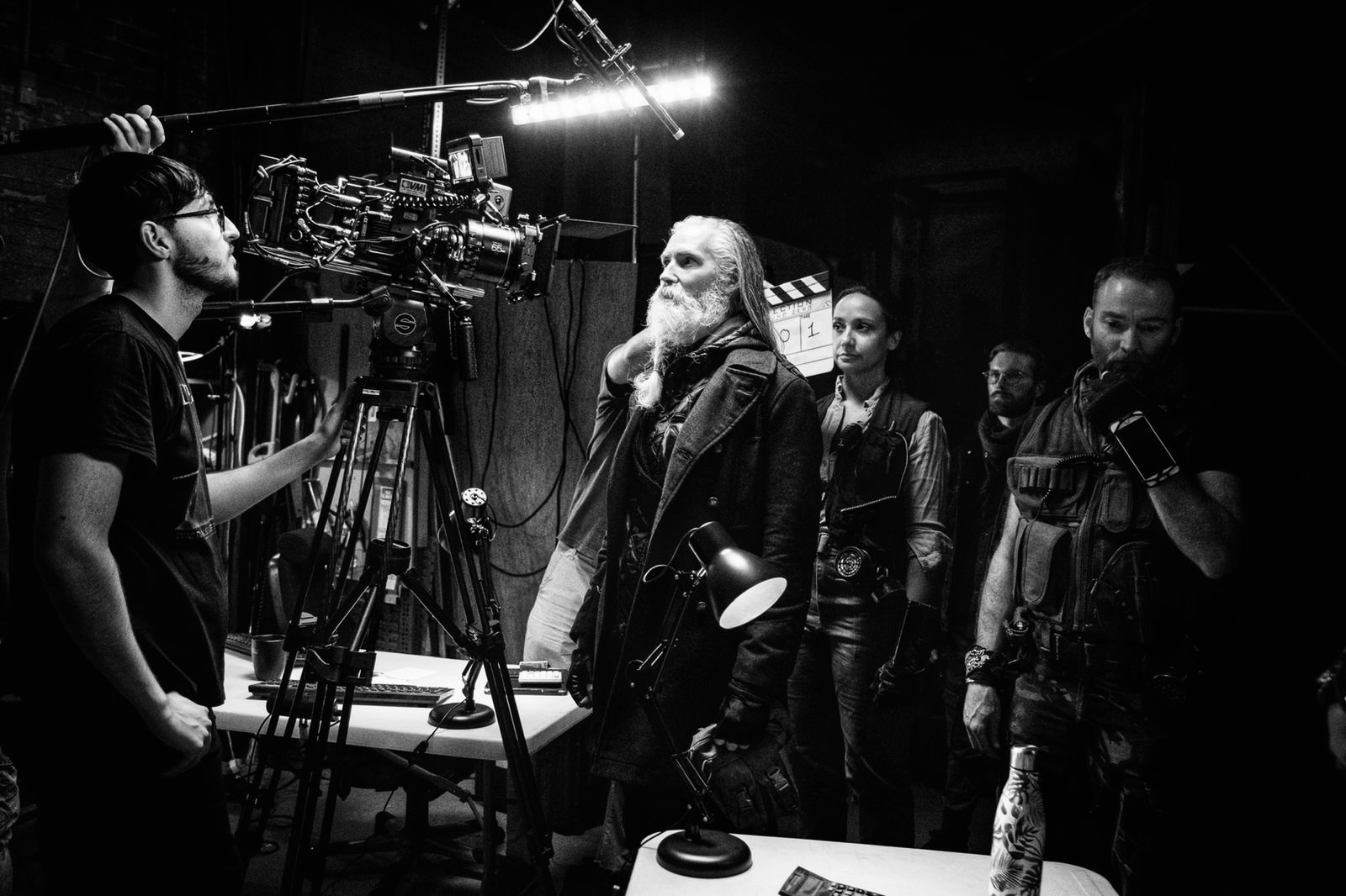 On set, low-light production
